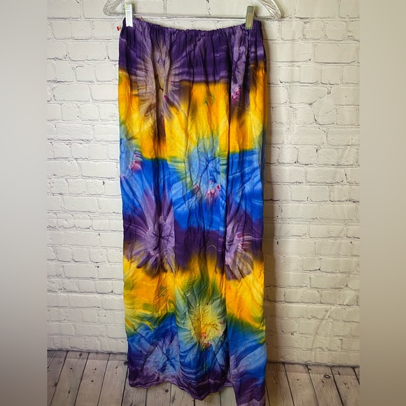 Island Style wrap tie dye bright colors. One size - Picture 5 of 8